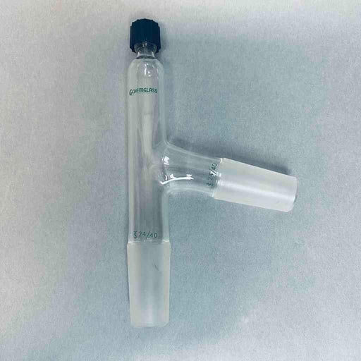 Chemglass Angled Distillation Adapter 24/40 Joints and #7 Chem-Thread Fitting Jointed Glassware Chemglass