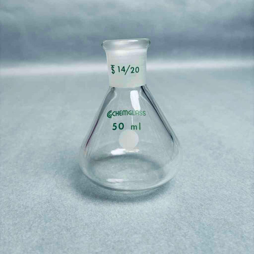 Chemglass Apollo Single Neck Flask 50 ml Heavy Wall 14/20 Outer Joint - Lot of 3 Flasks Lab Flasks Chemglass