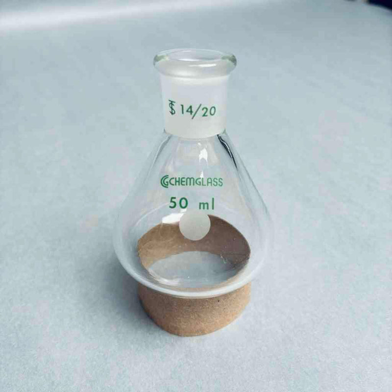 Chemglass Apollo Single Neck Flask 50 ml Heavy Wall 14/20 Outer Joint - Lot of 3 Flasks Lab Flasks Chemglass