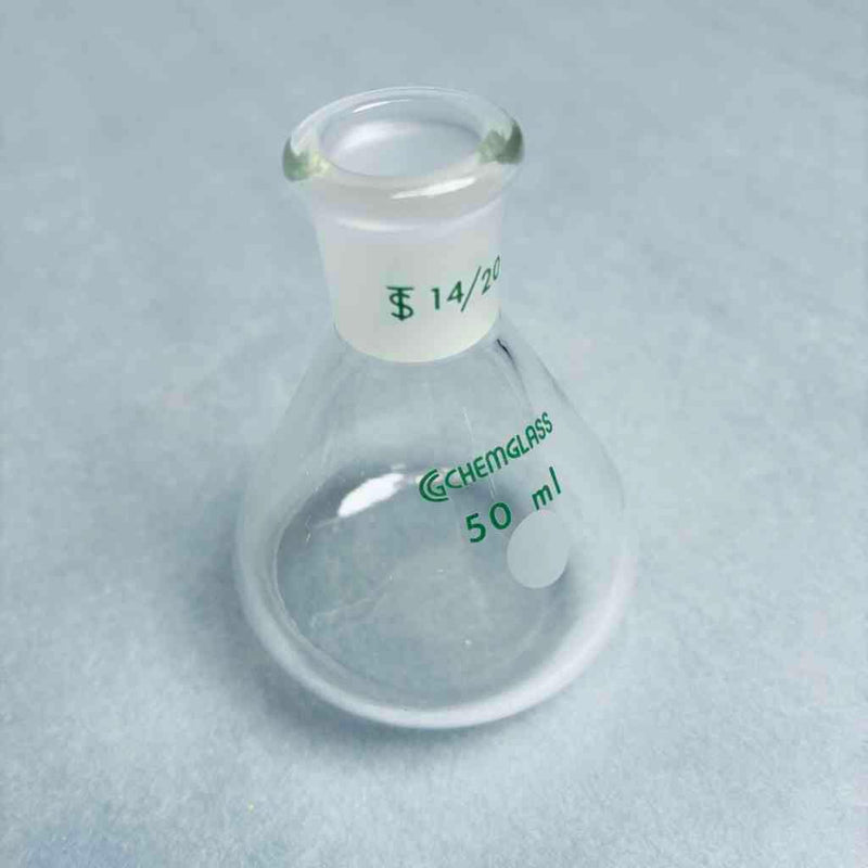 Chemglass Apollo Single Neck Flask 50 ml Heavy Wall 14/20 Outer Joint - Lot of 3 Flasks Lab Flasks Chemglass