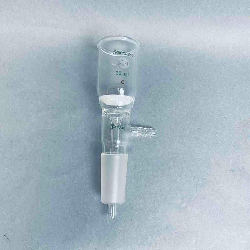 Chemglass Buchner Filter Funnel 30 ml Coarse Frit 24/40 Lower Vacuum Funnels Chemglass