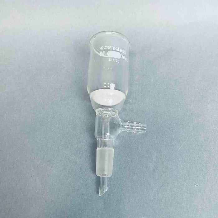 Chemglass Buchner Filter Funnel 30 ml Medium Frit 14/20 and Hose Barb Funnels Chemglass