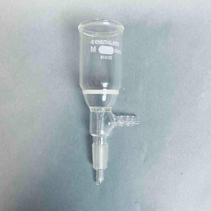 Chemglass Buchner Filter Funnel 30 ml Medium Frit 14/20 and Hose Barb Funnels Chemglass