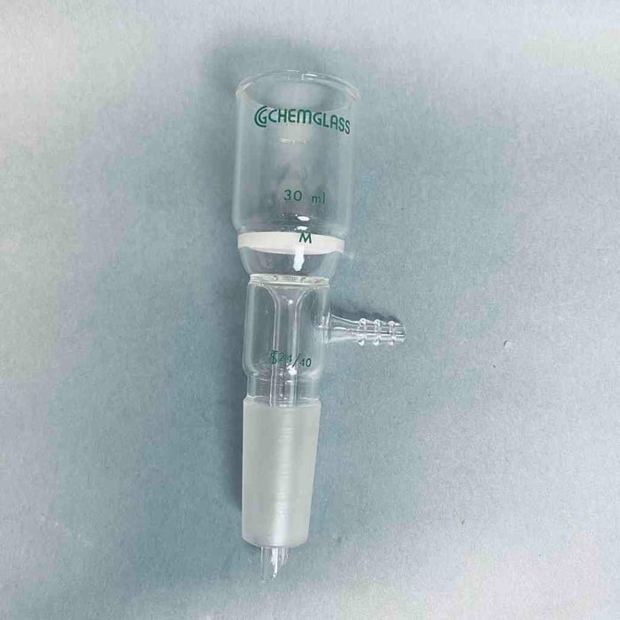 Chemglass Buchner Filter Funnel 30 ml Medium Frit 24/40 Lower Vacuum Assembly Funnels Chemglass