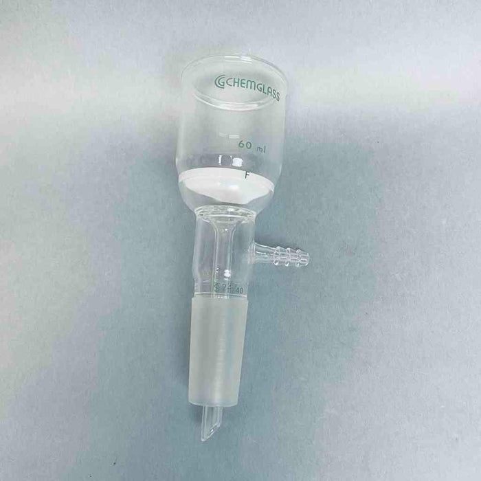 Chemglass Buchner Filter Funnel 60 ml 24/40 Lower Vaccum Assembly Fine Frit Funnels Chemglass