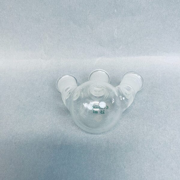 Chemglass CG-1524-A-02 Round Bottom Flask 3 Neck 25 ml 14/20 Standard Joints - Lot of 2 Flasks Jointed Glassware Chemglass