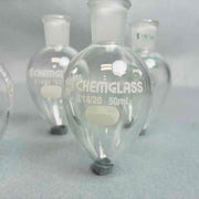 Chemglass CG-1554-28 50 ml Pear Shaped Flask 14/20 Outer Joint Set of 8 Glassware Chemglass
