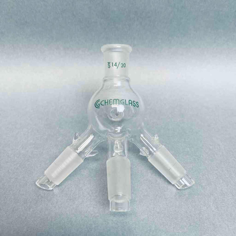 Chemglass Cow Type Distilling Receiver Adapter 14/20 Joints Jointed Glassware Chemglass