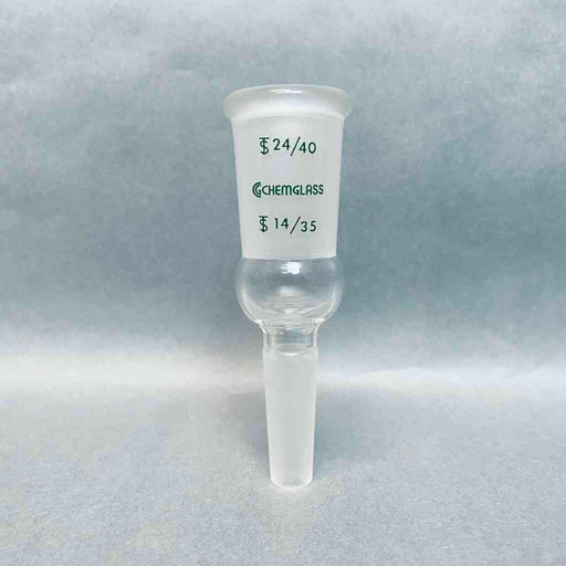 Chemglass Enlarging Connecting Adapter 24/40 Outer to 14/35 Lower Inner Jointed Glassware Chemglass
