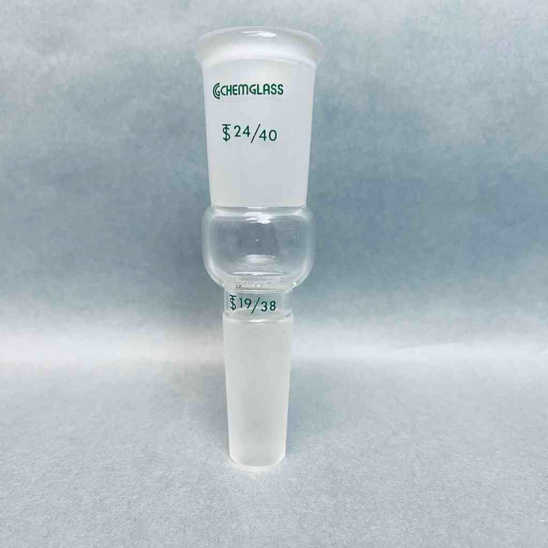 Chemglass Enlarging Connecting Adapter 24/40 Outer to 19/38 Lower Inner Jointed Glassware Chemglass