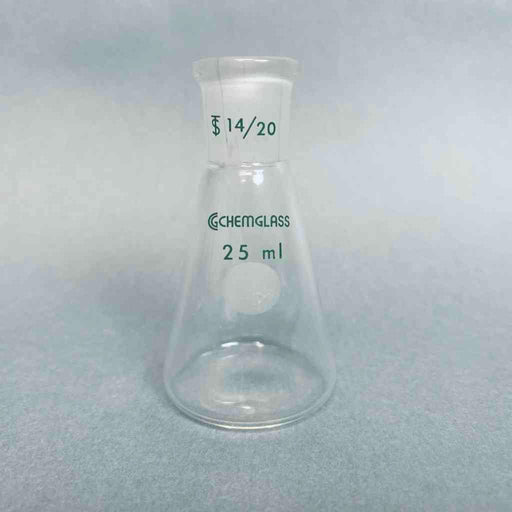Chemglass Erlenmeyer Flask 14/20 STJ 25 ml Capacity Lot of 5 Flasks Lab Flasks Chemglass