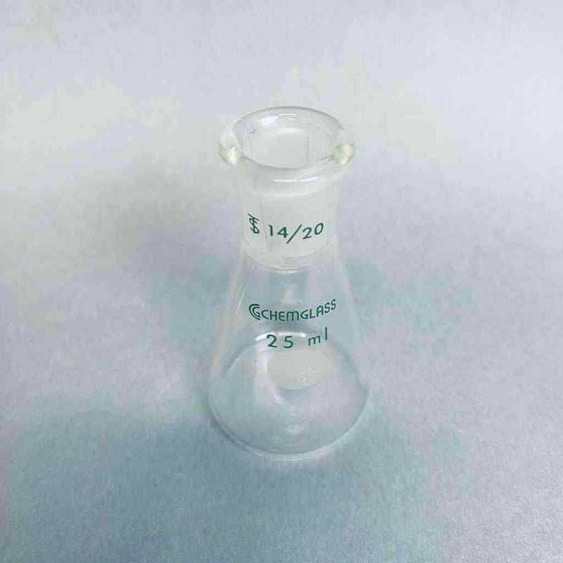 Chemglass Erlenmeyer Flask 14/20 STJ 25 ml Capacity Lot of 5 Flasks Lab Flasks Chemglass