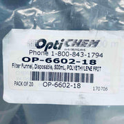 Chemglass Filter Funnel 500 ml OptiChem PE Frit Total of 8 Filters Funnels Chemglass