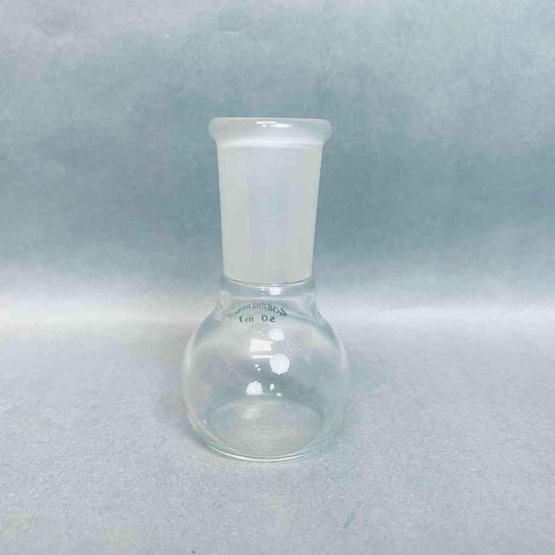 Chemglass Flat Bottom Flask 50 ml 24/40 Single Neck Lot of 3 Flasks Jointed Glassware Chemglass