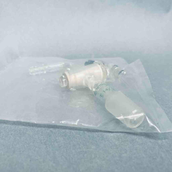 Chemglass Flow Control Adapter 14/20 Lower Hose Barb Upper with Glass Stopcock Jointed Glassware Chemglass