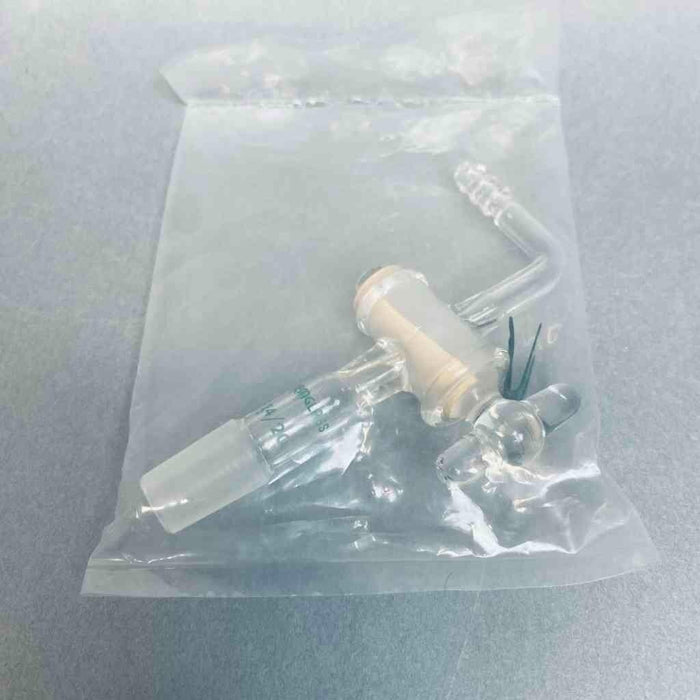 Chemglass Flow Control Adapter 14/20 Lower Hose Barb Upper with Glass Stopcock Jointed Glassware Chemglass