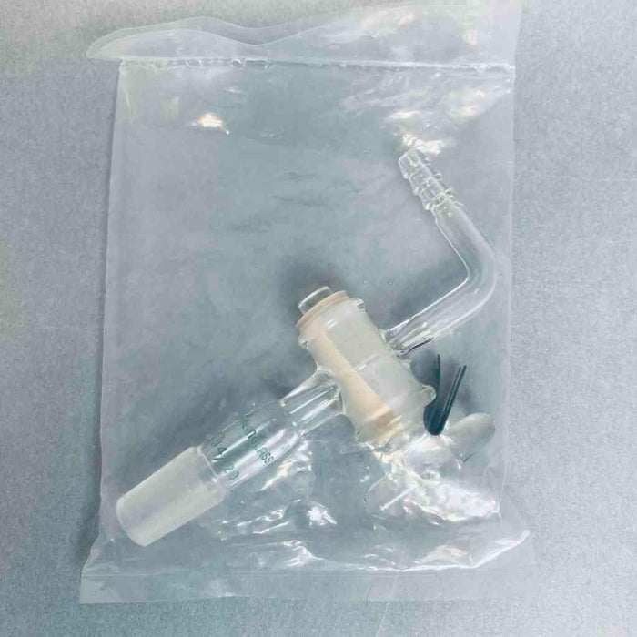 Chemglass Flow Control Adapter 14/20 Lower Hose Barb Upper with Glass Stopcock Jointed Glassware Chemglass
