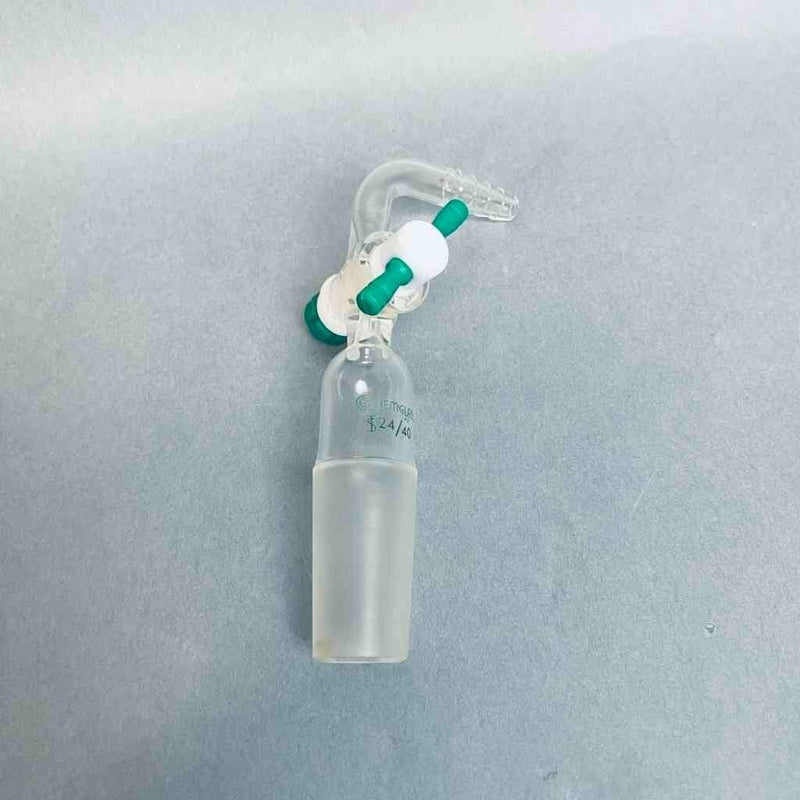 Chemglass Flow Control Adapter 90 Degrees 24/40 Lower PTFE Stopcock Jointed Glassware Chemglass