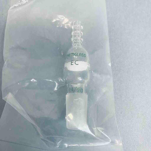 Chemglass Fritted Disc Inlet Adapter 14/20 Joint 65 mm Height Lot of 2 Adapters Glassware Chemglass