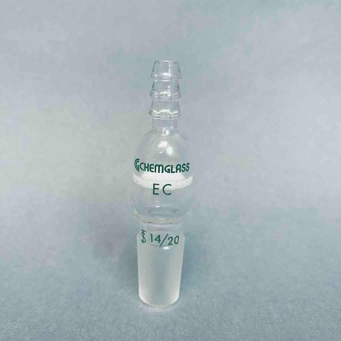 Chemglass Fritted Disc Inlet Adapter 14/20 Joint 65 mm Height Lot of 2 Adapters Glassware Chemglass