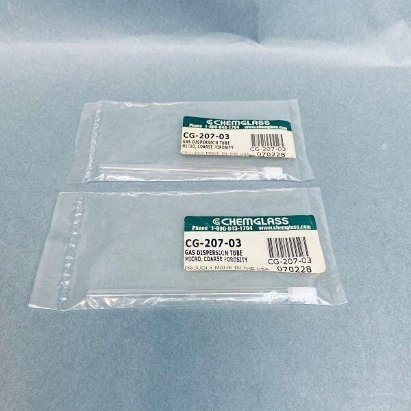 Chemglass Gas Dispersion Tube Micro Coarse Porosity Lot of 2 Tubes Glassware Chemglass