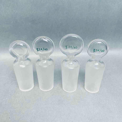 Chemglass Hollow Pennyhead Glass Stopper 24/40 Lot of 4 Stoppers Jointed Glassware Chemglass