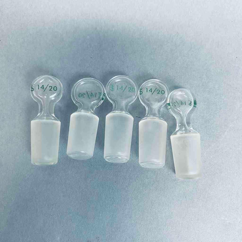 Chemglass Hollow Pennyhead Stopper 14/20 Inner Joint Lot of 5 Stoppers Jointed Glassware Chemglass