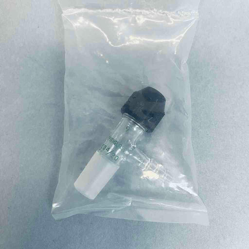 Chemglass Inlet Adapter 14/20 Inner Joint to #9 Chem-Thread with Side Hose Barb Jointed Glassware Chemglass