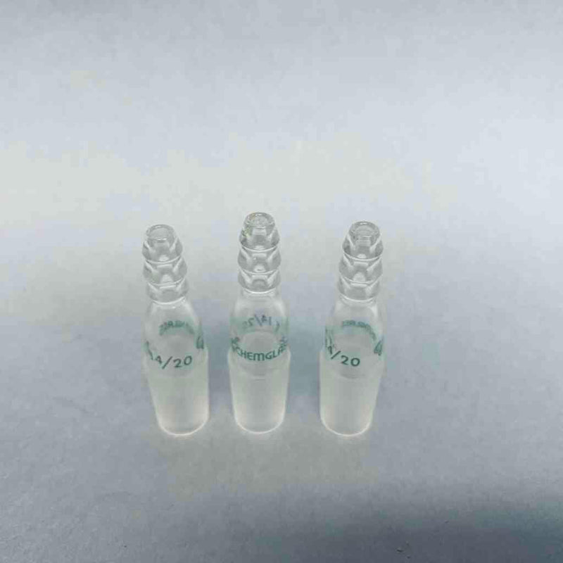 Chemglass Inlet Adapter 14/20 Inner Joint to Hose Barb Lot of 3 Adapters Jointed Glassware Chemglass