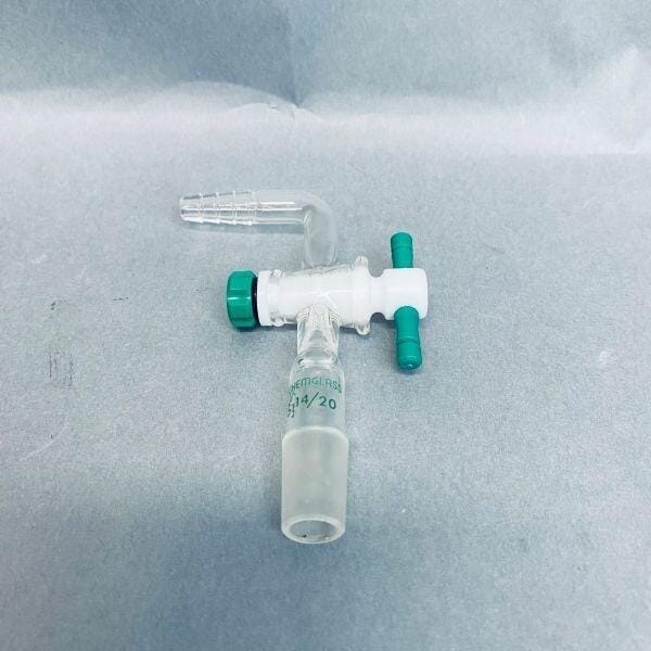 Chemglass Minum-Ware Flow Control Adapter 14/20 with PTFE Stopcock Jointed Glassware Chemglass