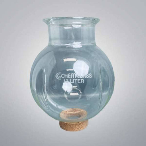 Chemglass Morton Reaction Vessel 12 L Spherical with 150 mm Shott O-ring Flange Glassware Chemglass