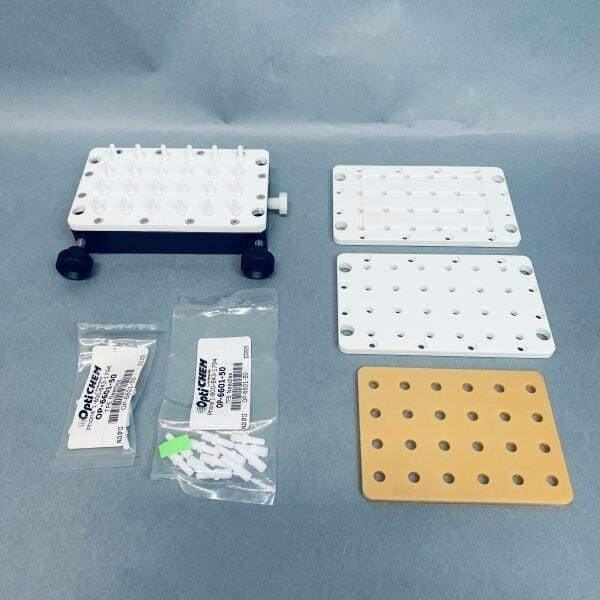 Chemglass OptiChem Pressure Manifold 24 Position with 2 Cartridge Holders Sanitary Fittings Chemglass