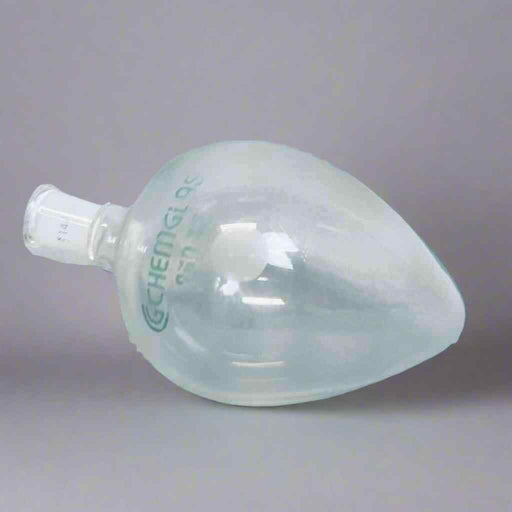 Chemglass Pear Shaped Boiling Flask 250 ml 14/20 Joint Lot of 2 Flasks Jointed Glassware Chemglass