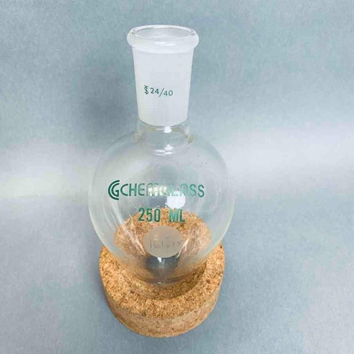 Chemglass Pear Shaped Boiling Flask 250 ml 24/40 Joint Jointed Glassware Chemglass