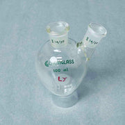 Chemglass Pear Shaped Flask 100 ml Heavy Wall 2-Neck CN-14/20 SN-14/20 - Lot of 4 Flasks Jointed Glassware Chemglass
