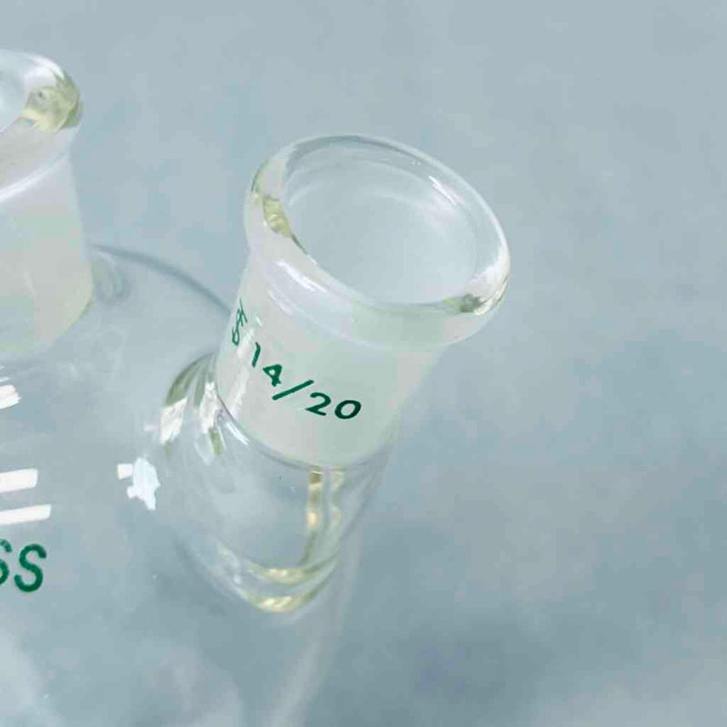 Chemglass Pear Shaped Flask 100 ml Heavy Wall 2-Neck CN-14/20 SN-14/20 - Lot of 4 Flasks Jointed Glassware Chemglass