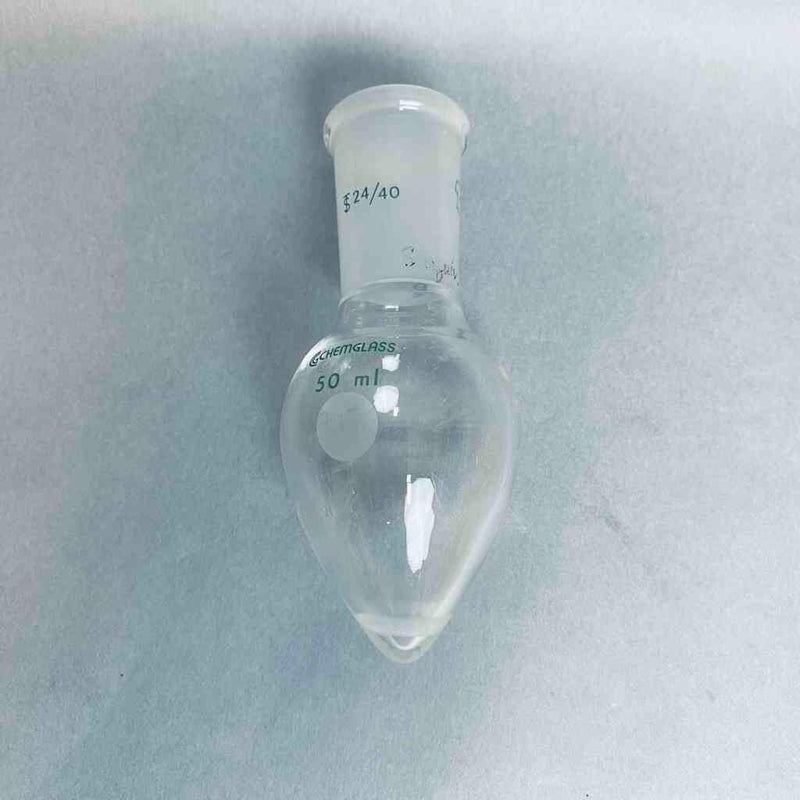 Chemglass Pear Shaped Flask 5 ml Heavy Wall 14/20 Outer Joint - Lot of 8 Flasks Jointed Glassware Chemglass