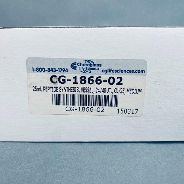 Chemglass Peptide Synthesis Vessel 25 ml 24/40 Joint GL 25 Medium Frit Glassware Chemglass