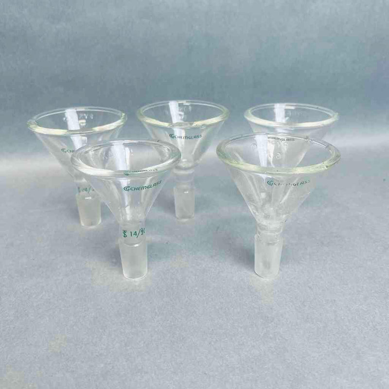 Chemglass Powder Funnel 50 mm 14/20 Lower Joint 60 Degree Lot of 5 Funnels Funnels Chemglass