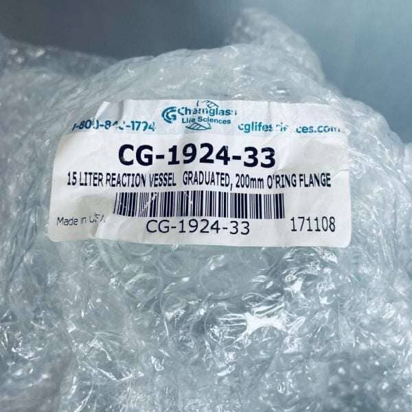 Chemglass Reaction Vessel 15 L Unjacketed 200 mm Bottom Flange ID Glassware Chemglass