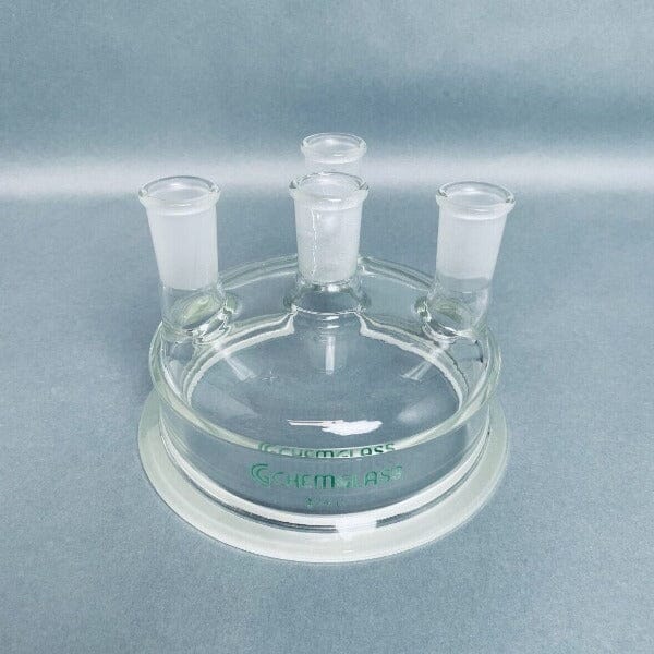 Chemglass Reaction Vessel Lid 4 Neck 24/40 Centered Necks 150 mm Schott Flange LC/MS/GC Chemglass