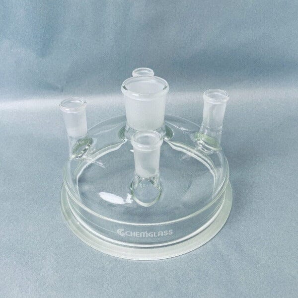 Chemglass Reaction Vessel Lid 5 Neck 45/50 Centered Neck 200 mm Schott Flange Glassware Chemglass