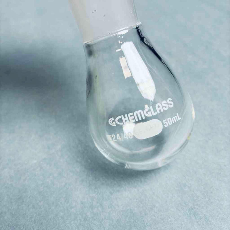 Chemglass Recovery Flask 50 ml Heavy Wall 24/40 Outer Joint - Lot of 5 Flasks Lab Flasks Chemglass