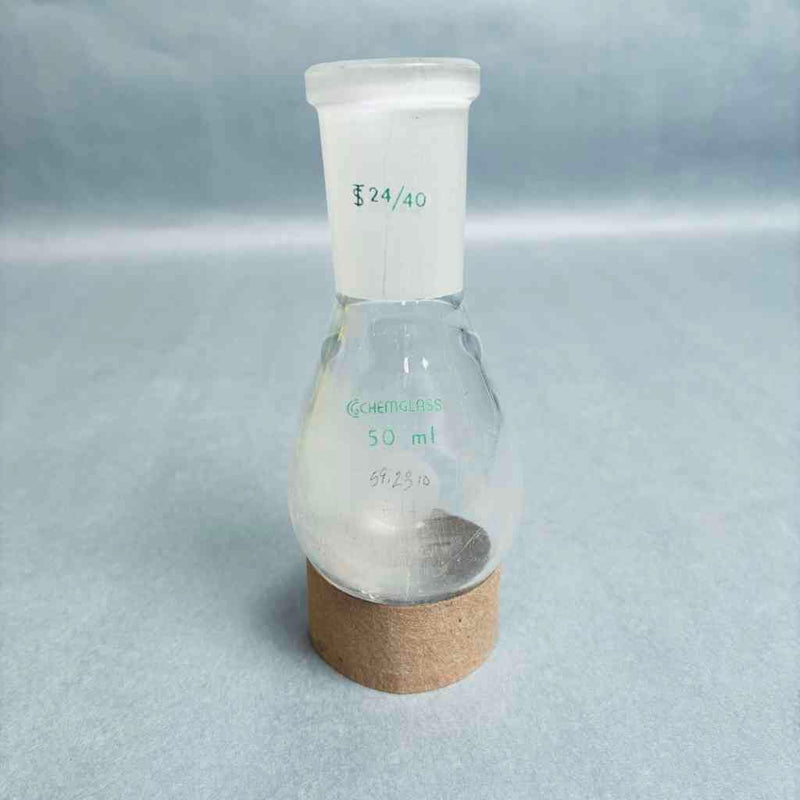 Chemglass Recovery Flask 50 ml Heavy Wall 24/40 Outer Joint - Lot of 5 Flasks Lab Flasks Chemglass