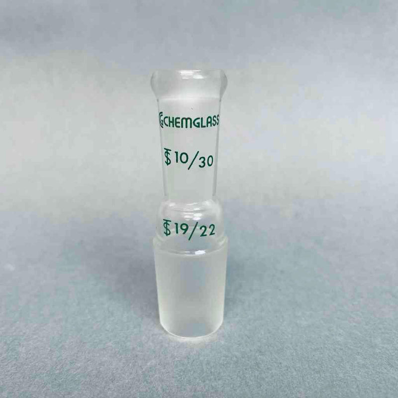 Chemglass Reducing Connecting Adapter 10/30 Outer to 19/22 Lower Inner Jointed Glassware Chemglass