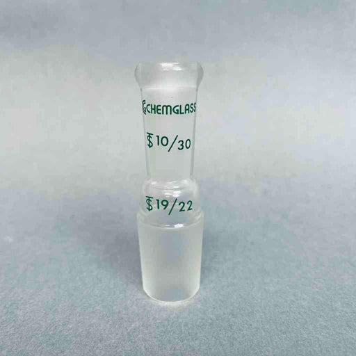 Chemglass Reducing Connecting Adapter 10/30 Outer to 19/22 Lower Inner Jointed Glassware Chemglass