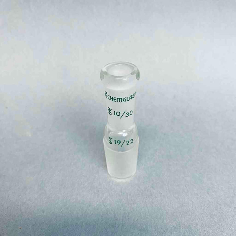 Chemglass Reducing Connecting Adapter 10/30 Outer to 19/22 Lower Inner Jointed Glassware Chemglass