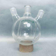 Chemglass Round Bottom 250 ml 3 Neck Flask 14/20 STJ Angled with Morton Indents Jointed Glassware Chemglass