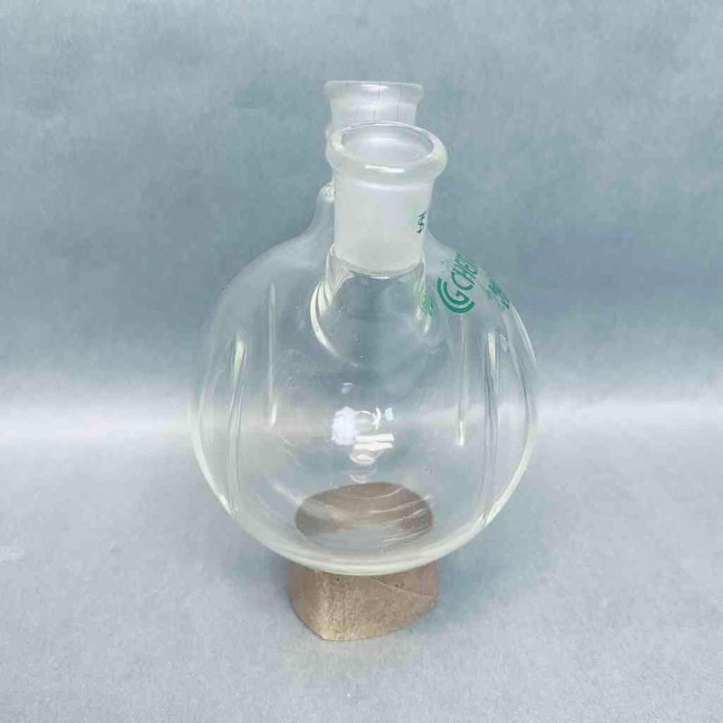 Chemglass Round Bottom 250 ml 3 Neck Flask 14/20 STJ Angled with Morton Indents Jointed Glassware Chemglass