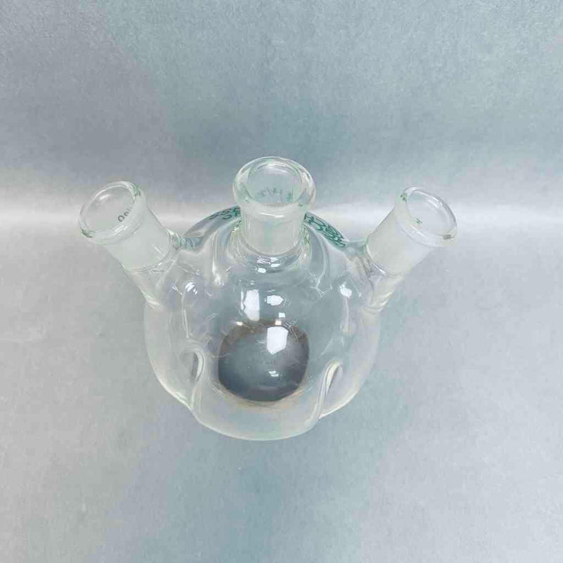 Chemglass Round Bottom 250 ml 3 Neck Flask 14/20 STJ Angled with Morton Indents Jointed Glassware Chemglass